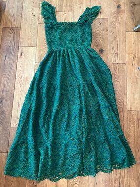 Altar’D STATE Green Maxi Sundress with Smocked Bodice XS